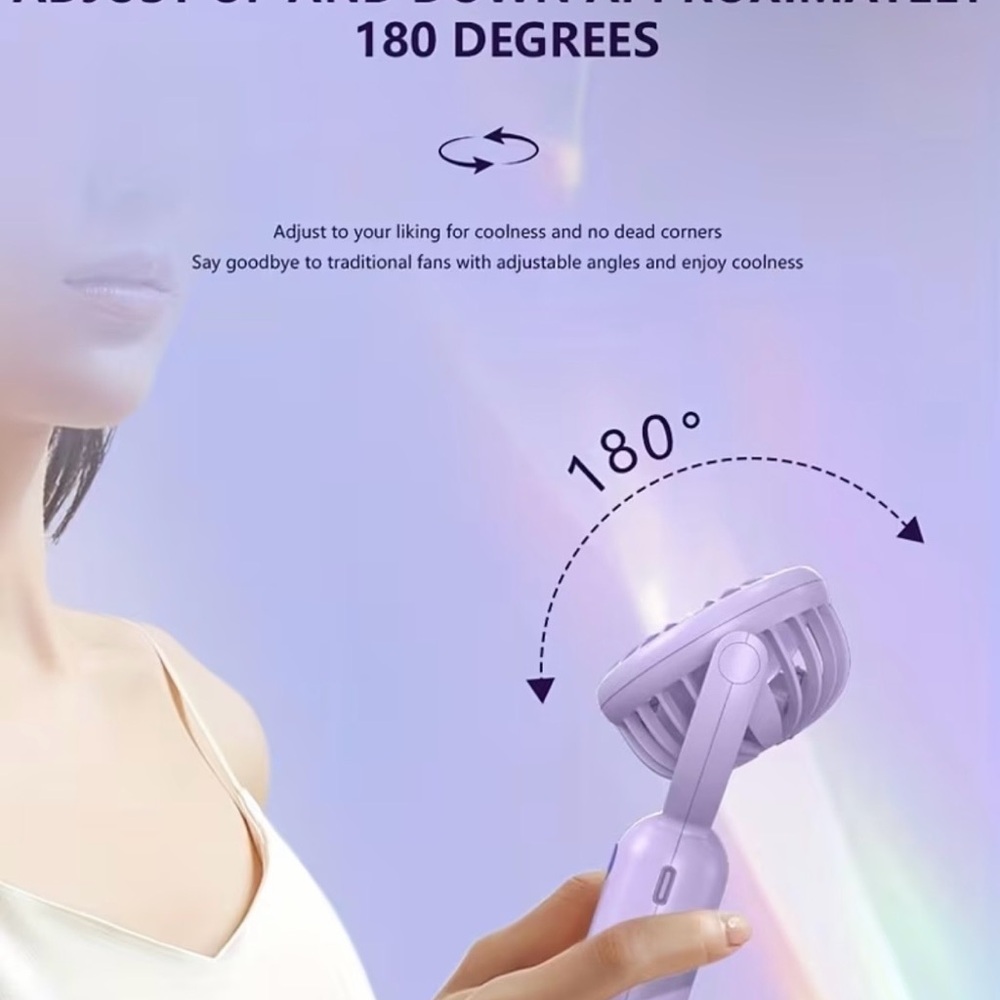 Portable Mini Fan-NIB in Lavender, White or Black USB Cord & 3 modes &Tilt fan - Picture 14 of 16